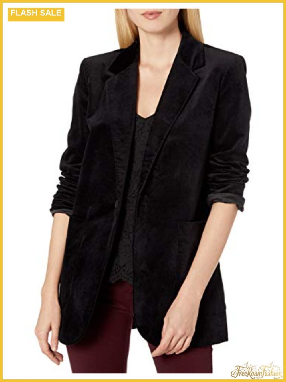 Oversized Velvet Blazer Long Sleeve Notch Collar Party